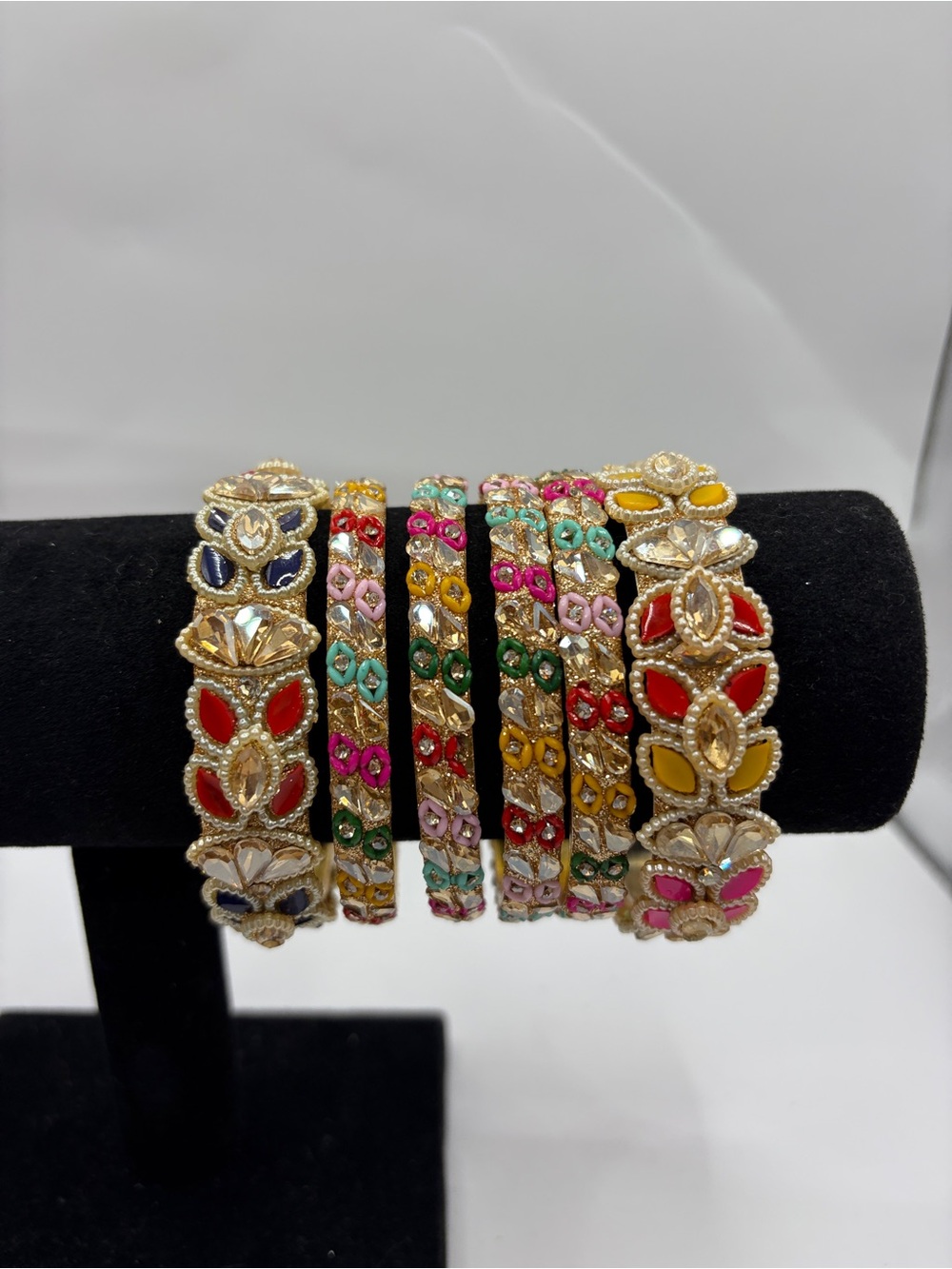 Colorful Stone & Gold-Tone Women's Bangle Set - Multicolor